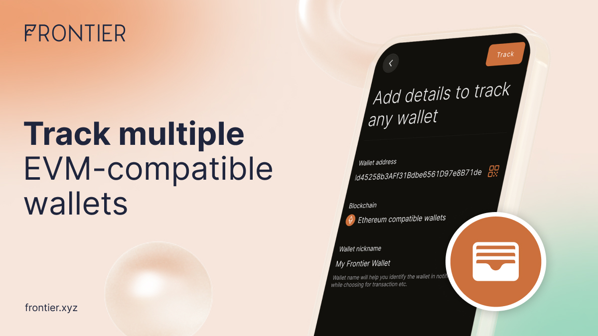 FrontierDotXYZ's tweet photo. 👀 Track all the EVM-compatible wallets you want instantly. You no longer need to add each chain separately. Just enter the wallet address you want to track and go 💨

💪 Works flawlessly with @ensdomains &amp; @unstoppableweb NFT domains on @FrontierDotXYZ Wallet https://t.co/ncMUCG10L1