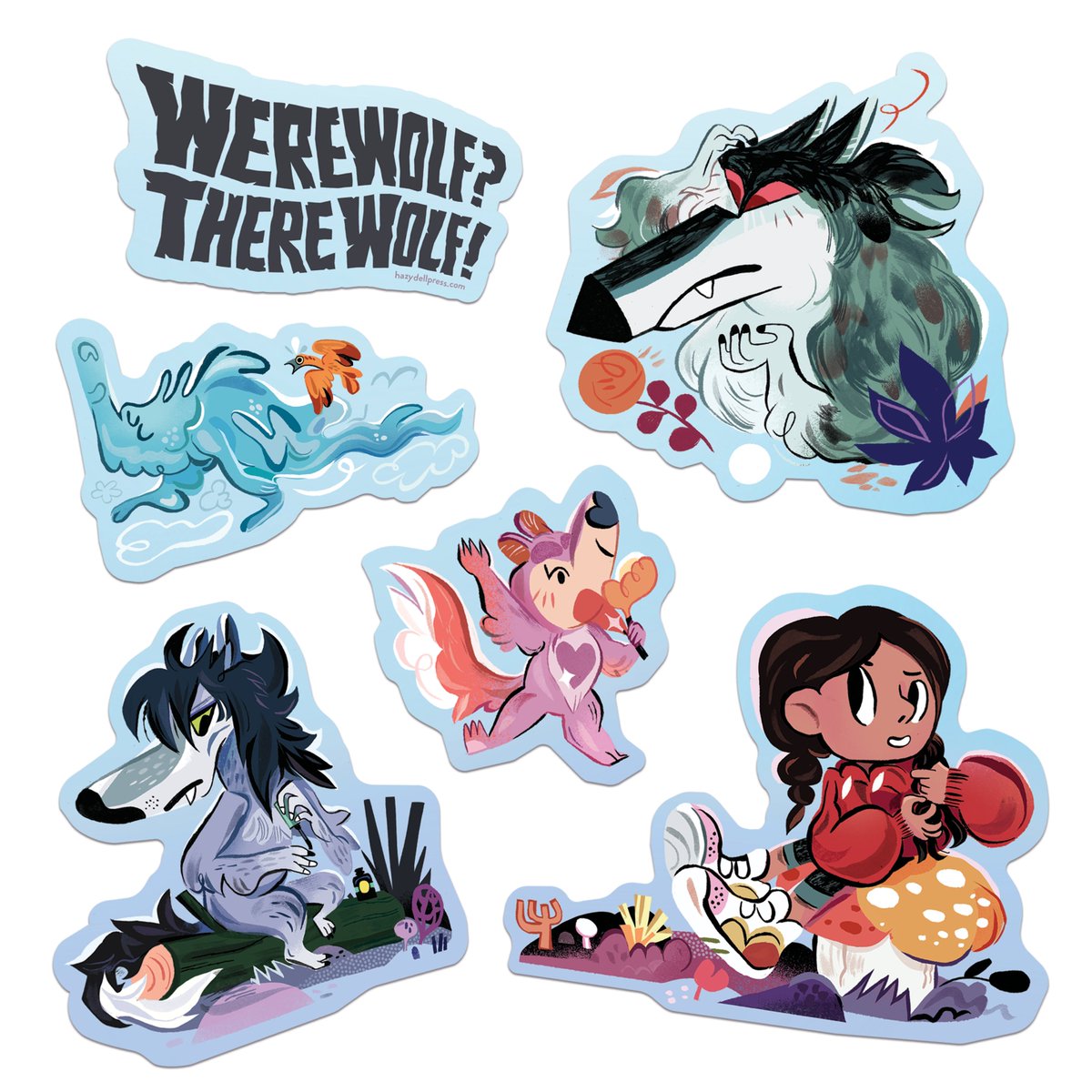hazydellpress's tweet photo. Happy HOWL-oween! Sink your teeth into a FREE sticker sheet and exclusive @meghunt coloring sheet!  
🐺🐺🐺
Thru Halloween night, all orders of Werewolf? There Wolf! will receive a free sticker sheet and a link to a brand new coloring sheet by Meg Hunt: https://t.co/Vi68nHgP57 https://t.co/tdZFOnCbf5