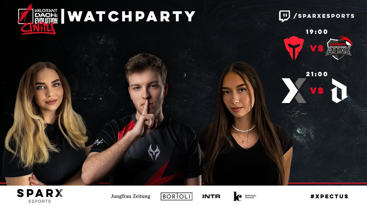 [#Valorant]

Be part of our watchparty and join @EmyLuneVAL, <a href="/NKLSGOD/">nkls</a> and <a href="/laraheldd/">Lawa</a> for today's #VRLDACH games.

Stream starts @ 7pm 

#XpectUs | twitch.tv/sparxesports