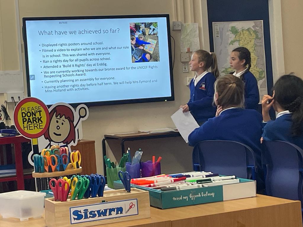 Year5BC's tweet photo. School Council and Super Ambassadors feeding back to Governors this afternoon! @UNICEF @ysgolbryncoch @Year5BC @Year6BC https://t.co/7n5voaA8mq