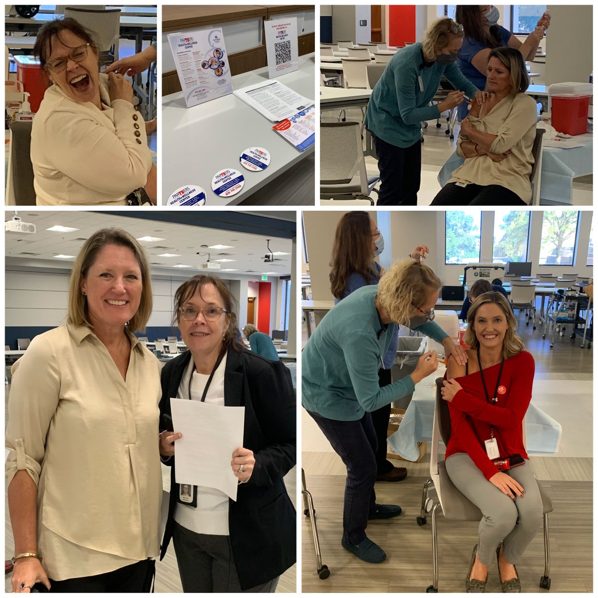 TNDeptofRevenue's tweet photo. Thank you, @ParTNerHealthTN, for providing this free Flu shot and Covid booster shot pop-up clinic! It's open until 3pm and no appointment is needed. Don't be fooled by the look on one of our team members faces... it was painless! 😆 https://t.co/0uhGnP2wF1