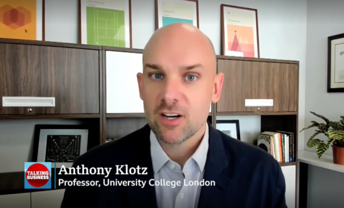 UCLSoM's tweet photo. Why are workplaces seeing such monumental changes to their workforce since the pandemic? #UCLSoM Professor Anthony Klotz appeared on #BBCTalkingBusiness last week to give his take on 'The Great Resignation' &amp; the latest social media trend, #QuietQuitting https://t.co/LbboEuiUlN https://t.co/0YAHyfxdqd