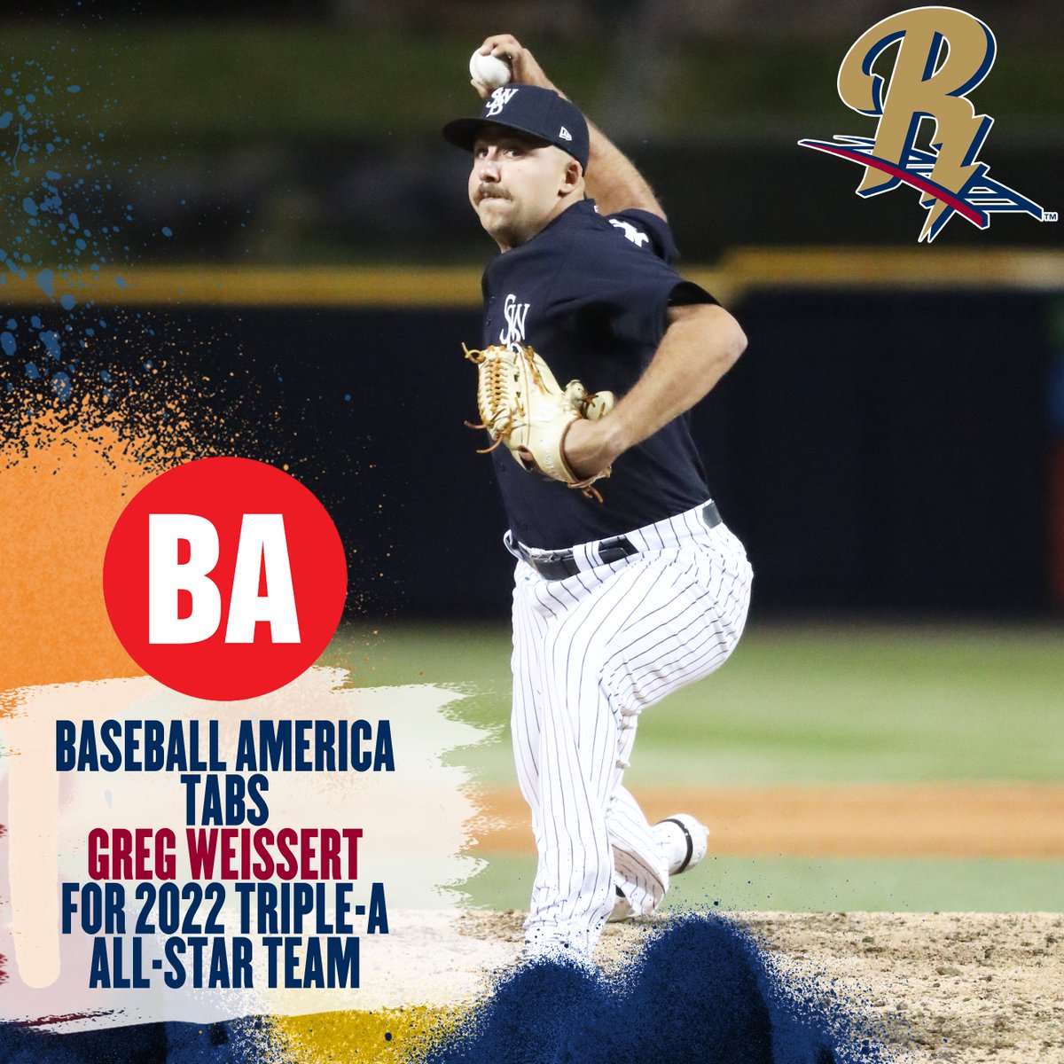 SWB RailRiders (@swbrailriders) on Twitter photo RailRiders closer Greg Weissert was named to <a href="/BaseballAmerica/">Baseball America</a>'s Triple-A All-Star Team for his 2022 campaign. The right-hander went 2-1 with 18 saves and a 1.69 ERA for SWB this season, striking out 70 over 48 innings. Congrats!
#RepBX #OffTheRails RailRiders closer Greg Weissert was named to <a href="/BaseballAmerica/">Baseball America</a>'s Triple-A All-Star Team for his 2022 campaign. The right-hander went 2-1 with 18 saves and a 1.69 ERA for SWB this season, striking out 70 over 48 innings. Congrats!
#RepBX #OffTheRails
