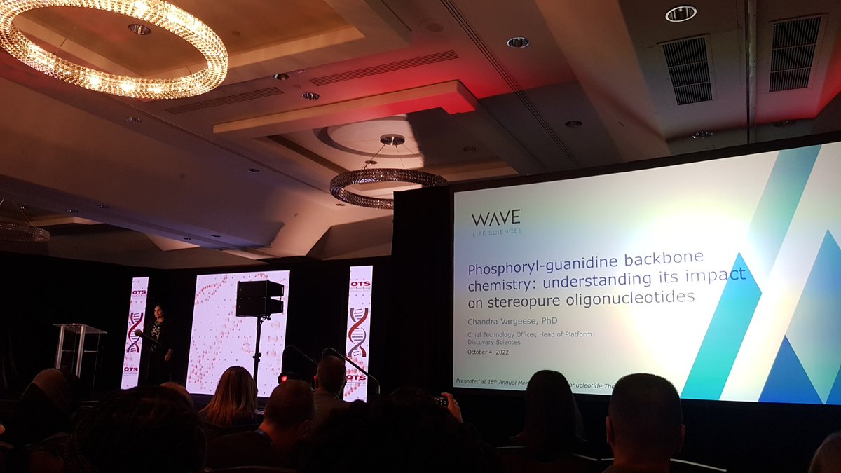 Day 3 will start with the preclinical session chaired by Aurélie Goyenvalle and Martin Maier. First talk is given by Chandra Vargeese from Wave life sciences. She will talk about backbone chemistry.