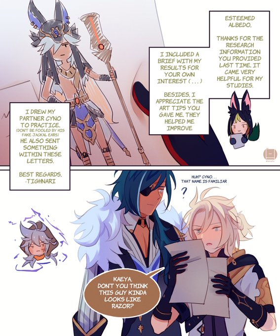 pen pals pt. 1 📚🌿+❄️🌻

#GenshinImpact #原神 #kaebedo #cynonari #kaeya #albedo #tighnari #cyno 