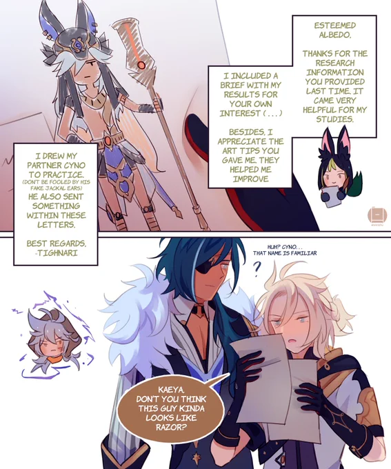 pen pals pt. 1 📚🌿+❄️🌻

#GenshinImpact #原神 #kaebedo #cynonari #kaeya #albedo #tighnari #cyno 