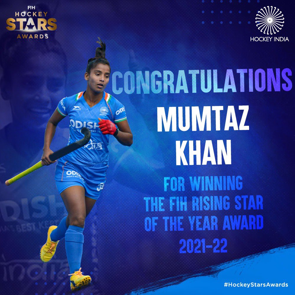 Congratulation Mumtaz Khan for winning the FIH Rising Star of the Year Award 2021-22 👏
#HockeyStarsAwards @FIH_Hockey @TheHockeyIndia