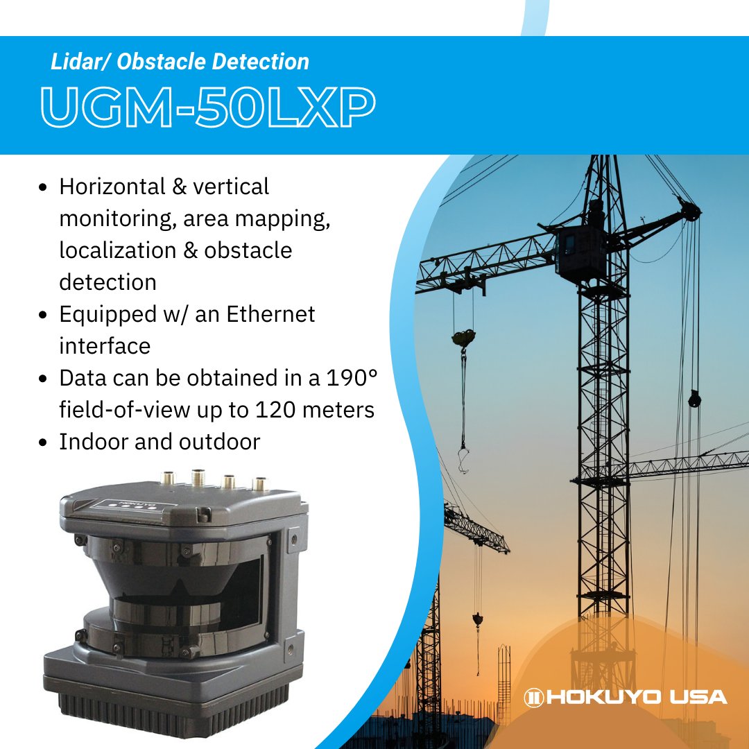 Meet our LiDAR sensor UGM-50LXP ⬇️ 

hokuyo-usa.com/resources

#robotics #construction #lidar #obstacledetection