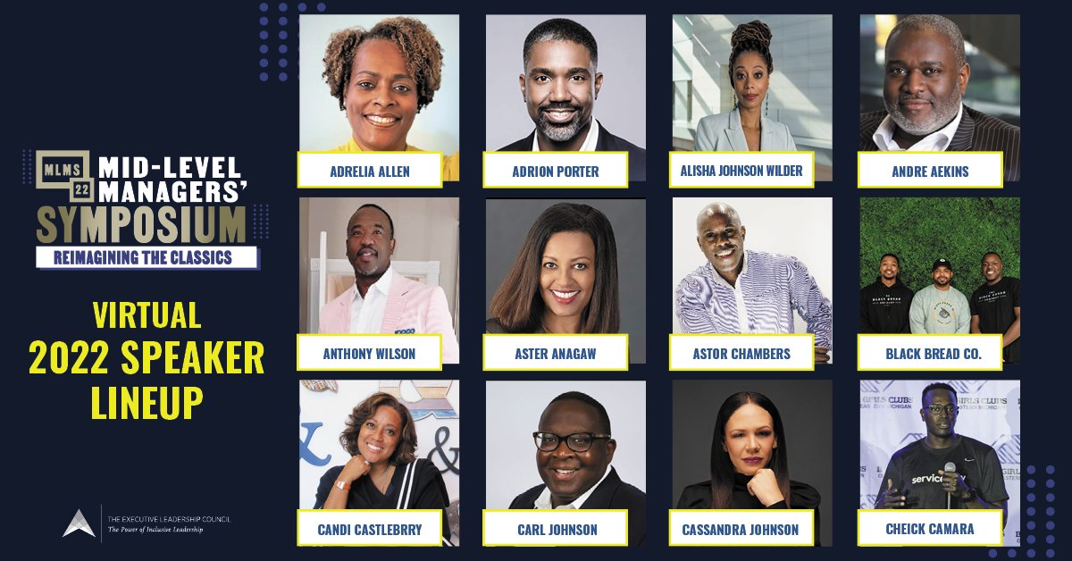 elcinfo's tweet photo. Thank you to all of our Mid Level Managers’ Symposium (MLMS), virtual speakers! 

Learn more about the MLMS here: https://t.co/VYV7PqHDTt 
#MLMS22 #BlackProfessionals #ReimaginingtheClassics https://t.co/N9YbEwgtBb