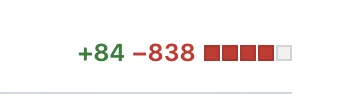 Git diff of 84 lines added and 838 lines removed
