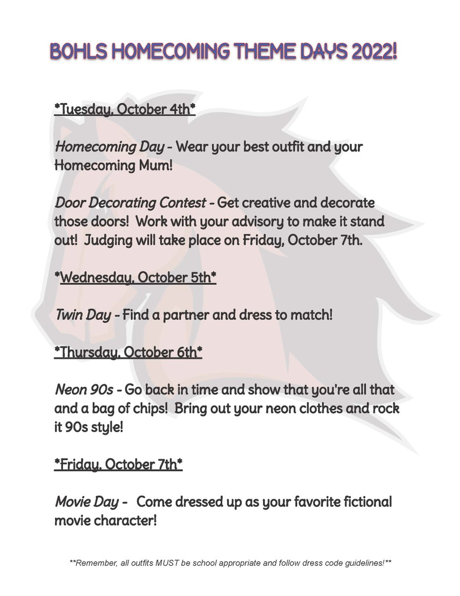 We have had so much fun this week with our Homecoming Themes we decided to extend them to the whole week.
