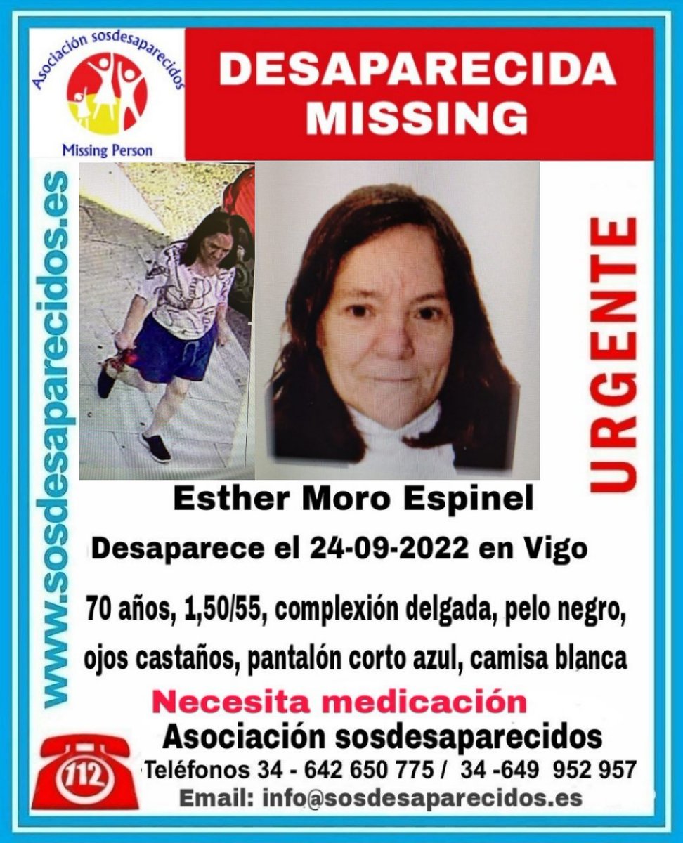 sosdesaparecido's tweet photo. 🆘 DESAPARECIDA
ℹ️ Alerta actualizada con la Imagen del día que desaparece 
#Desaparecidos #sosdesaparecidos #Missing #España #Vigo https://t.co/ex7qYxutkK