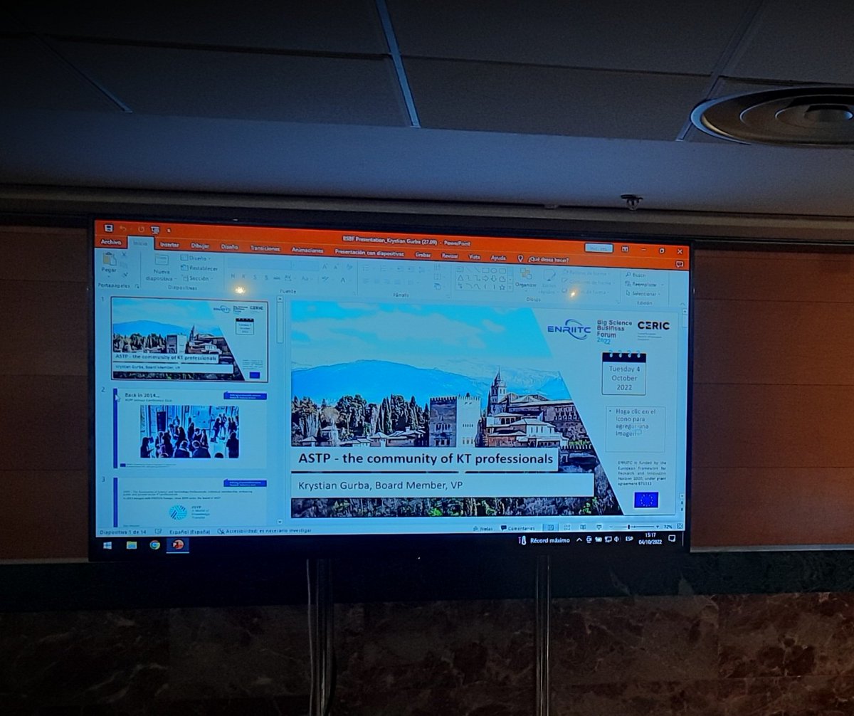 KrystianGurba's tweet photo. A warm thank you to @ENRIITC_eu and @CERICnews for invitation and giving me opportunity to present @astp4KT events and initiatives here in Granada at #BSBF2022 👍 and to network with ICOs and ILOs community https://t.co/NcPtcC4wB7