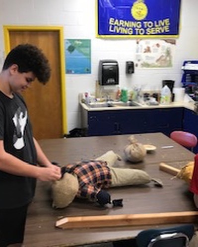 The members of FFA created ten individual scarecrows for the Blairstown Garden Club to display this month. The Scarecrows, each standing approximately 2 feet high, were constructed by FFA members utilizing donated materials. The ten scarecrows are currently on display on Mai…