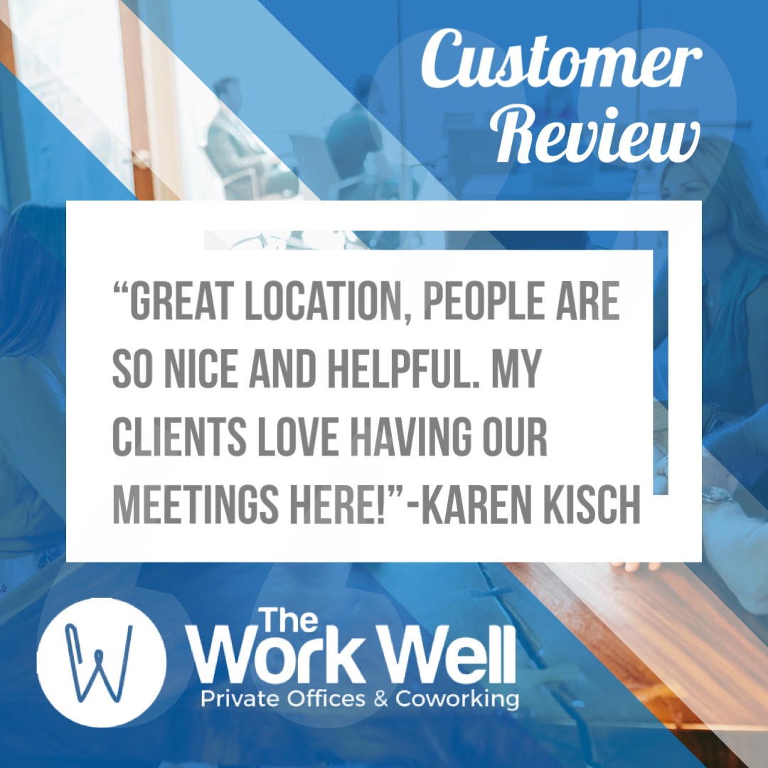 WorkWellHouston's tweet photo. Thank you, Karen for this review! If you would like to learn more about all the amazing amenities The Work Well offers, please call or visit us today! https://t.co/sjFUTGMpf8 or call 281-955-9355. Located at 13100 Wortham Center Drive, 3rd Floor Houston, TX 77065 https://t.co/494PTuxzJx
