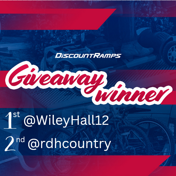 And the winners of our Discount Ramps Twitter Giveaway are....

🏆1st place: <a href="/WileyHall12/">Wiley Hall</a> 
🏆2nd place: <a href="/rdhcountry/">RDHCOUNTRY</a> 

DM us to claim your prize. Thank you to everyone for participating!