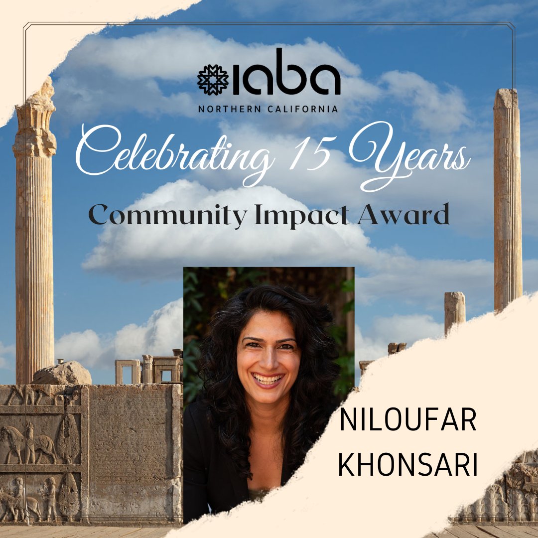 IABA_NorCal's tweet photo. (1/3) *4 Days Until #Celebrating15Years*

Niloufar Khonsari - Community Impact Award
As a movement lawyer and founder of a collectively run immigration organization, Niloufar has been active in the immigrant justice movement for the last 10 years. https://t.co/gCeLntC9bn