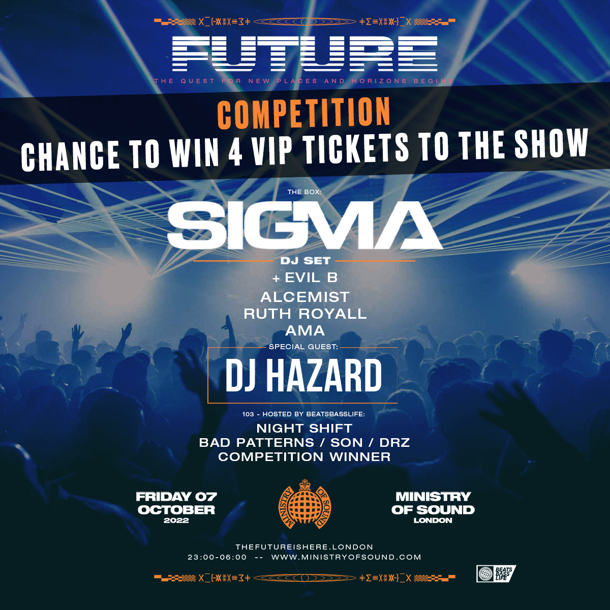 4 VIP MINISTRY TICKETS 🎫 Head to our Instagram to enter 🔥 #Competition @Ministry_Club @thefutureldn @BeatsBassLife