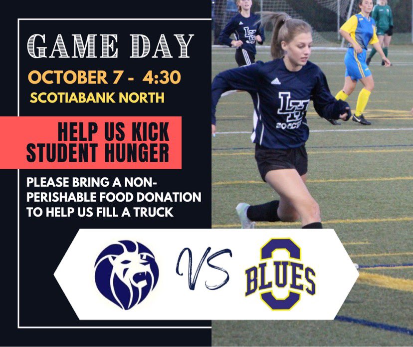 We are teaming up with <a href="/athletics_lhhs/">LHHS ATHLETICS</a> football team this Friday for double header home games to collect non perishable donations to kick student hunger. 4:30 Soccer KO and 7:00 football KO.  <a href="/LHHSRoars/">LHHS STRONGSIDE</a>