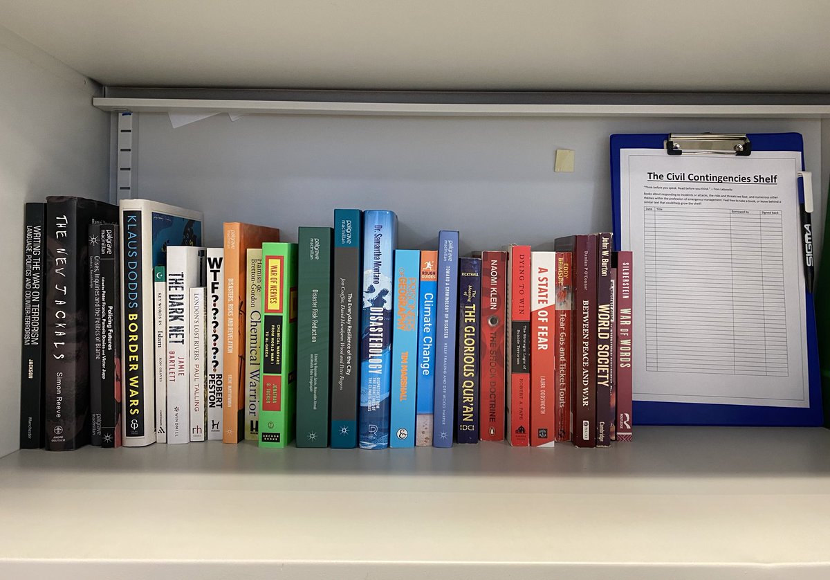 Finally organised my little Civil Contingencies Shelf in the office! Any recommendations for books to join them?
