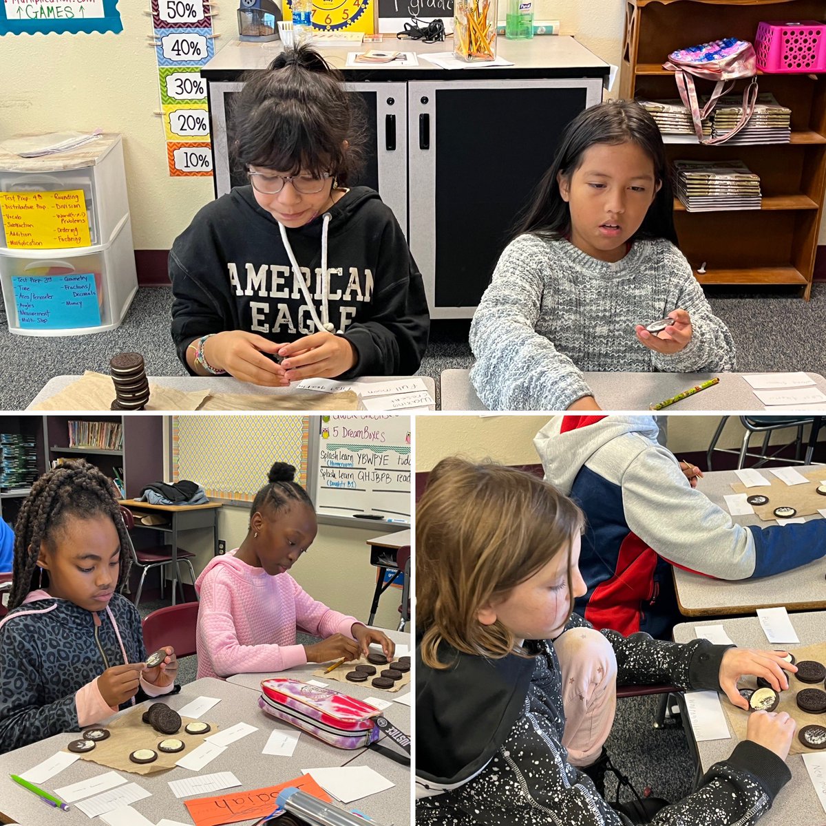 Working on an activity in Mrs. Maiorino’s 4th grade where students created the Moon Phases with Oreo cookies. Students had to explain WHY the phases were waxing or waning based on their location. #scienceandsnacks