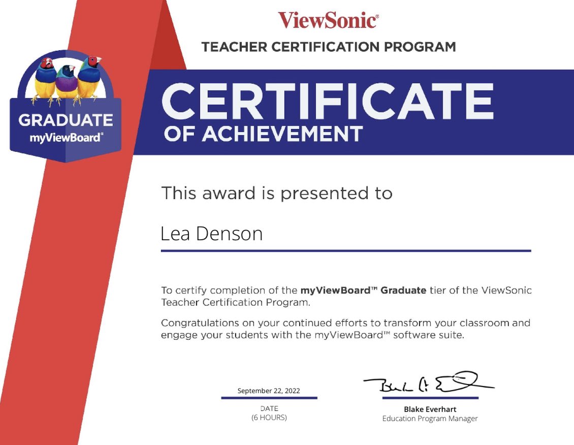 Denson_LES's tweet photo. So happy to announce that I have my Graduate level certification for @ViewSonic!! Next stop, Educator level! #ExcellenceInTheMaking https://t.co/u17XXUglbP