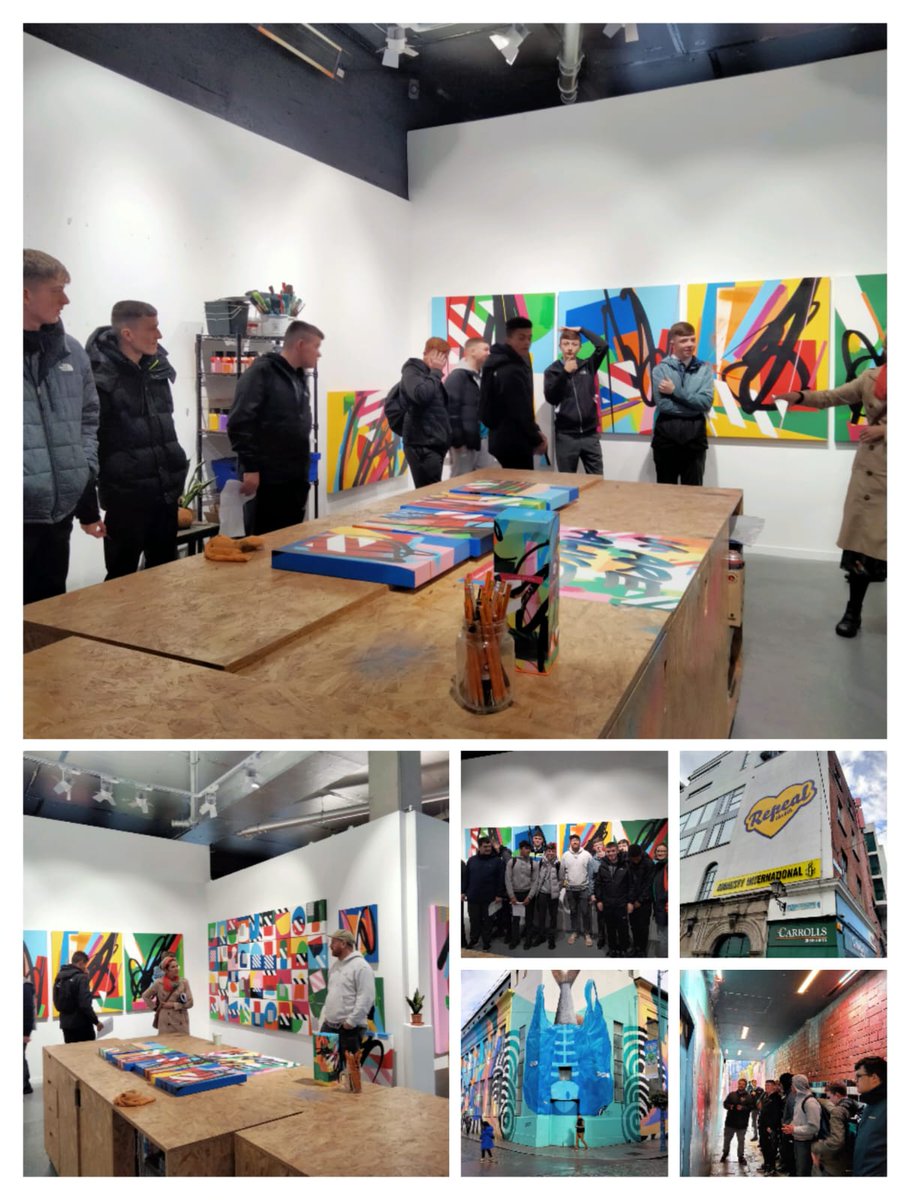 CbsCastle's tweet photo. Our 5th year Art students visited @MaserArt to meet the artist and discuss his work ahead of his exhibition. Following this they had a walking tour of city centre street art. https://t.co/fIw5CHdXbJ