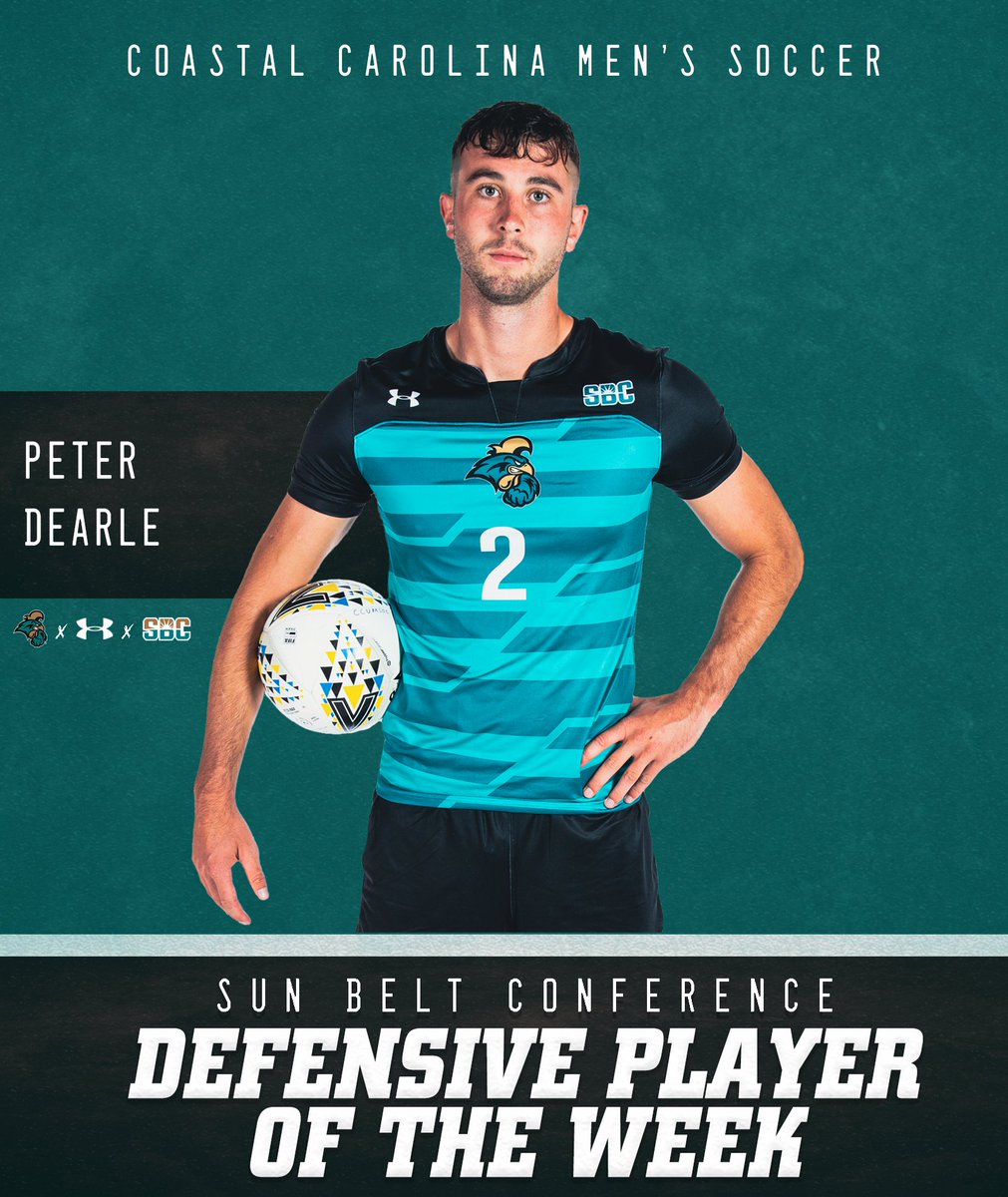 🚨𝘾𝙊𝙉𝙂𝙍𝘼𝙏𝙐𝙇𝘼𝙏𝙄𝙊𝙉𝙎 to Peter Dearle who has been named the #SunBeltMSOC Defensive Player of the Week, following his performance in our 0-0 draw with then-No.3 Marshall🚨

📝: bit.ly/3M5jRKQ

#ChantsUp | #TEALNATION