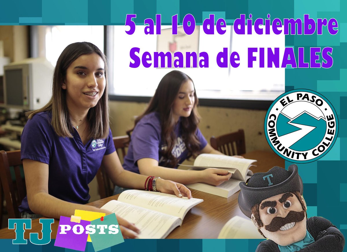 EPCCNews's tweet photo. BUENA SUERTE EN TUS EXAMENES FINALES #ElPasoCommunityCollege #Tejanos #TJposts https://t.co/8zrmLQtQTd