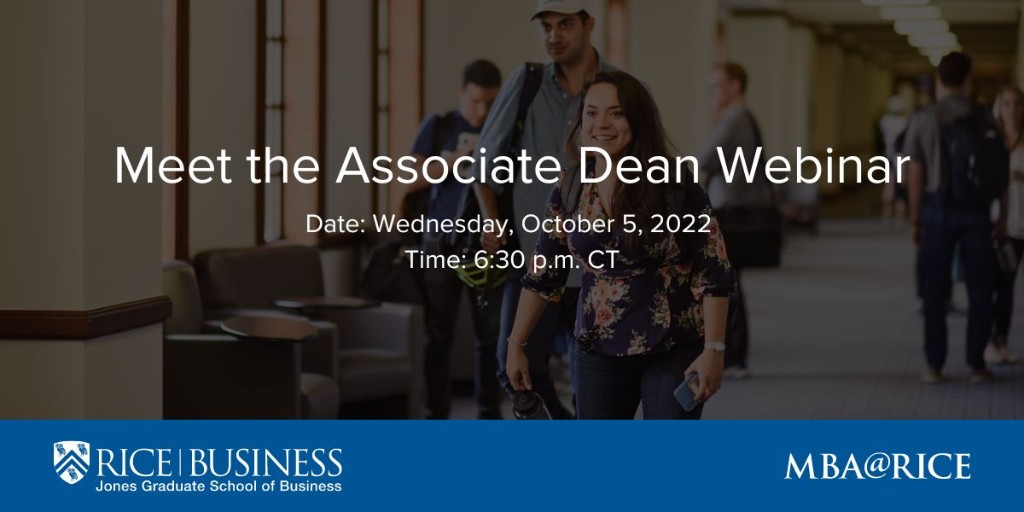 We offer a variety of information sessions for prospective and current students. Our webinars are a great way to experience the the same online platform you'll use as a student as well as learn about the MBA@Rice program. bit.ly/3xPQvtR