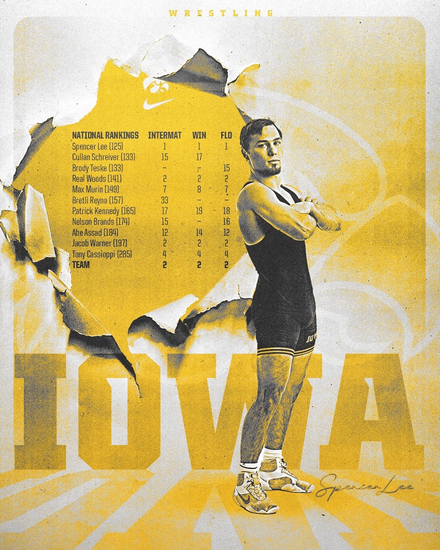 Hawks_Wrestling's tweet photo. 𝙍𝙖𝙣𝙠𝙞𝙣𝙜𝙨, 𝙧𝙖𝙣𝙠𝙞𝙣𝙜𝙨... 𝙬𝙚 𝙝𝙖𝙫𝙚 𝙧𝙖𝙣𝙠𝙞𝙣𝙜𝙨! We have four #Hawkeyes in the top 4 and the team is No. 2 in various preseason polls! https://t.co/27GRyYIN3T