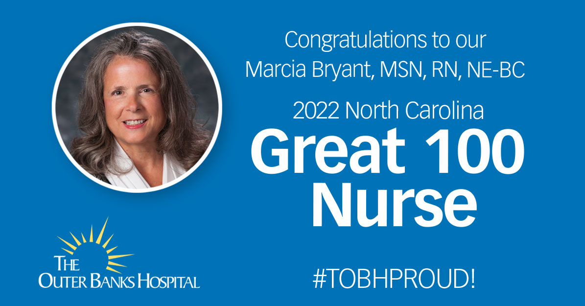 OBXHealth's tweet photo. We may be small but we're mighty thanks to the dedication and compassion of our team members. Marcia Bryant is a shining example. To read more about Marcia and The Great 100, click https://t.co/w5GxlSh6en.

Congratulations, Marcia! 

#TOBHProud
#nurse
#Top100 https://t.co/8eABSkVpUc