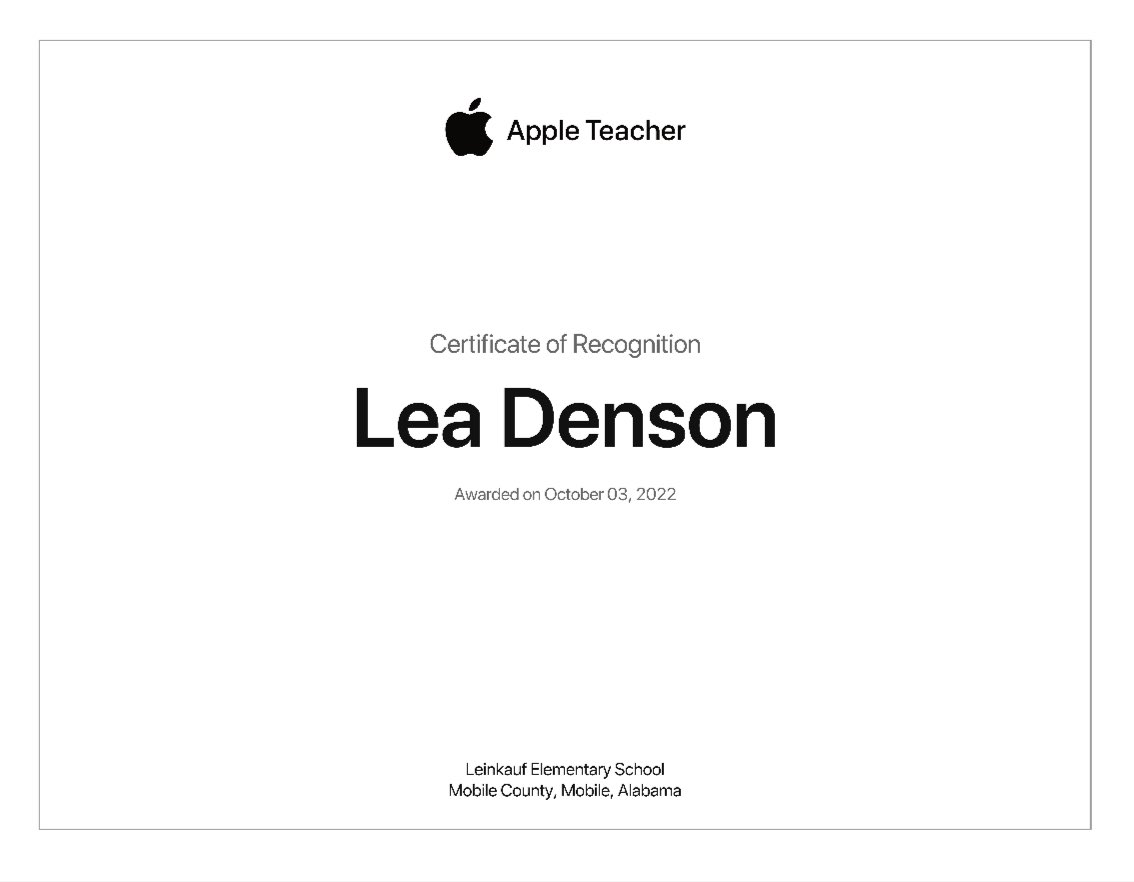 Denson_LES's tweet photo. So excited to be an Apple Teacher! @Apple #AppleTeacher #ExcellenceInTheMaking 🍎 https://t.co/ZzGXMvdzDC