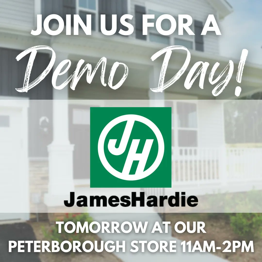 KINGDON_LUMBER's tweet photo. Stop by our Peterborough location tomorrow from 11:00am until 2:00pm for demos and tips from our James Hardie rep

#lakefield #peterborough #kingdontimbermart #ktbm #timbermart #localbusiness #project #diy #projectofthemonth #contractors #renovation #remodel #jameshardie #siding https://t.co/re3tjvng8e