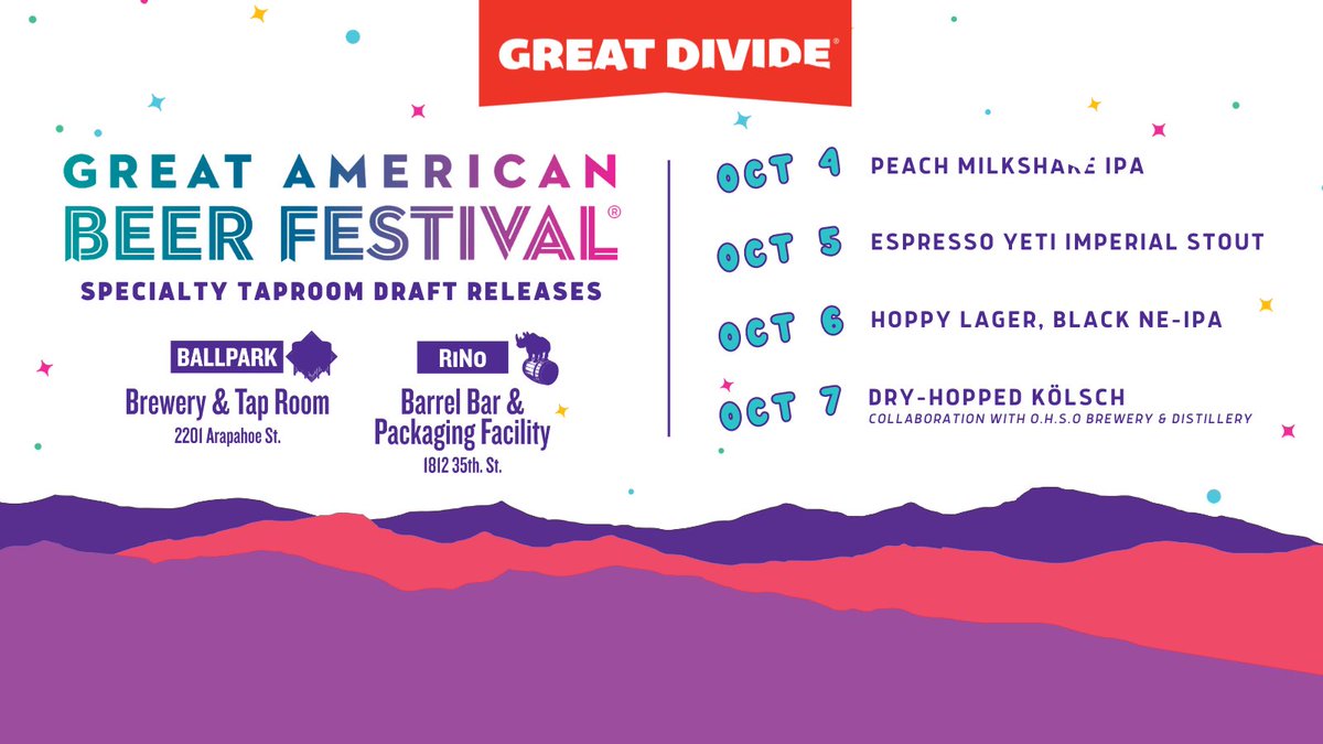 greatdividebrew's tweet photo. We’re tapping new, specialty brews for the next 4 days in both Denver taprooms 🍻🎉
#GABF #denverbeerweek https://t.co/QrpxhwVLmB