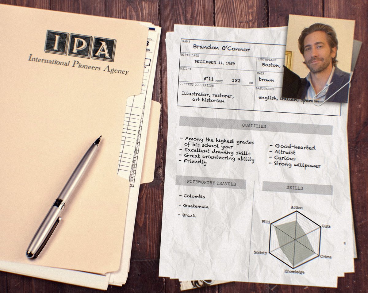 IntPioneersAgcy's tweet photo. [January 1992] 

Candidate #5

Brandon O’Connor 

Face Claim: Jake Gyllenhaal

—

#IPA #internationalPioneersAgency #IntPioneersAgcy  #comicbook #BrandonOConnor https://t.co/NnjmE80Ocm
