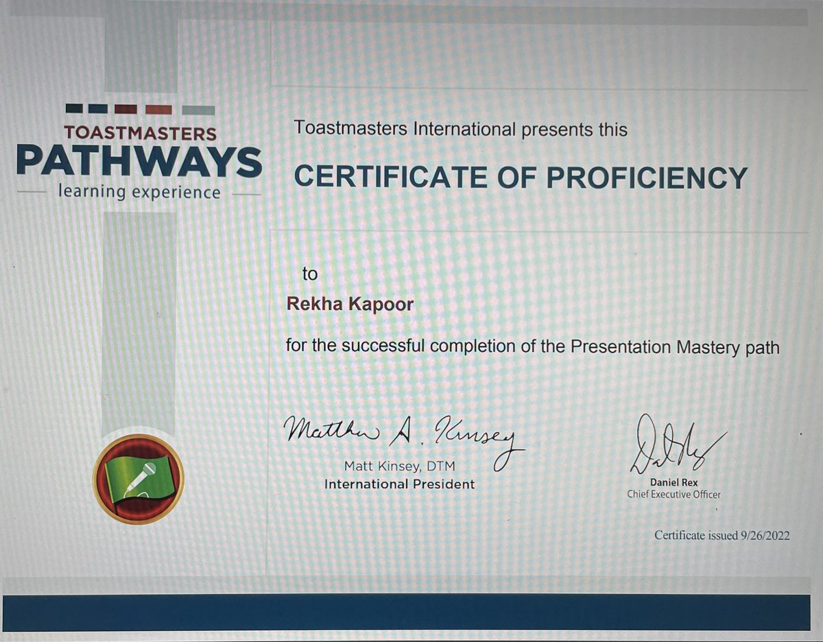 Last week I completed my Level 5 pathway Presentation Mastery this was 
exactly 3 years since I started my Toastmaster’s journey.#Toastmasters #toastmastersinternational #microsoftspeakersclub wellbeing-inspire.com