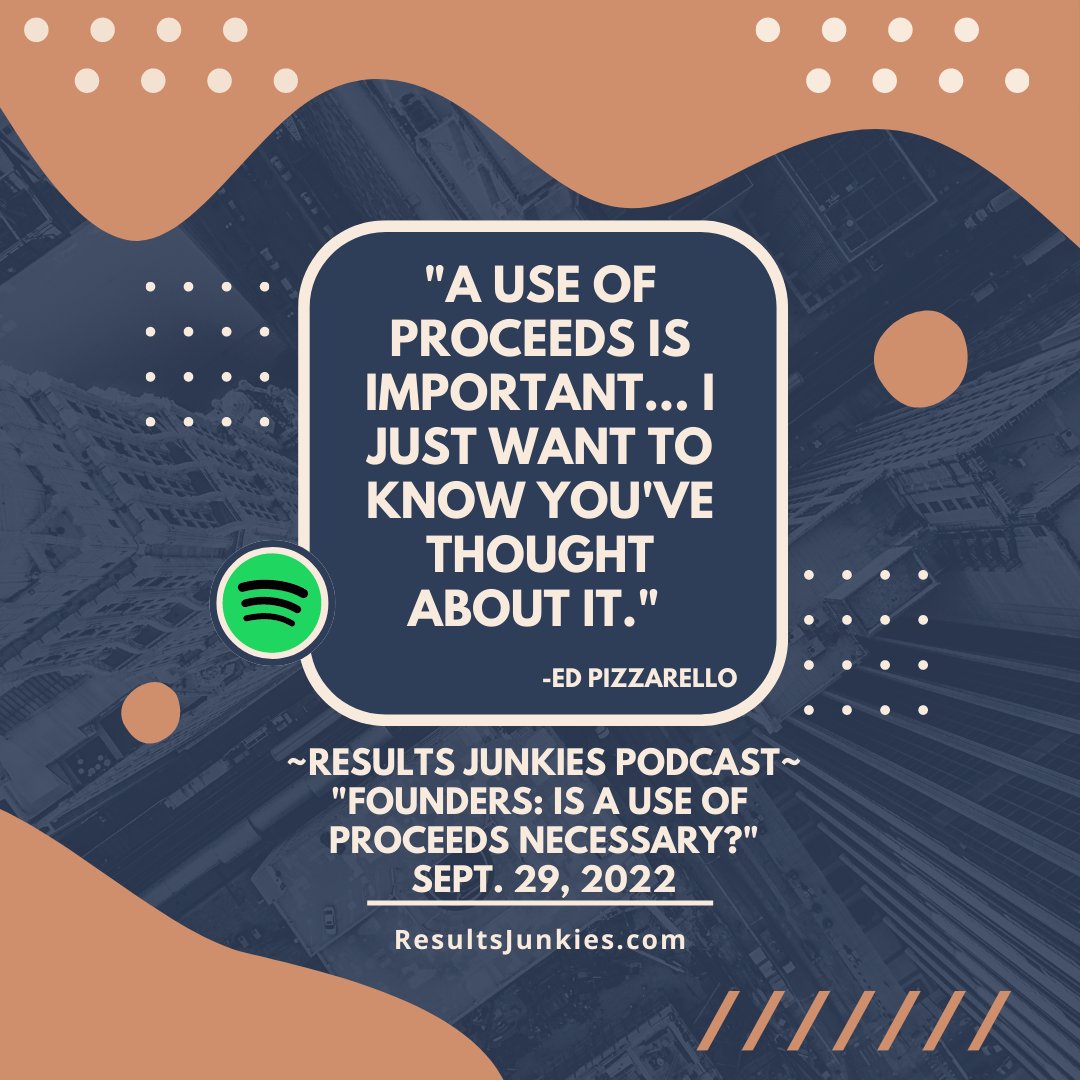 paulsingh's tweet image. &quot;I just want to know you&apos;ve thought about it...&quot; - @pizzainmotion 
Have you thought about it?
Listen as we discuss in the latest Results Junkies Podcast episode: &quot;Founders: Is a Use of Proceeds Necessary?&quot;
podpage.com/results-junkie…
#UseofProceeds #podcast #NewEpisode #Founders