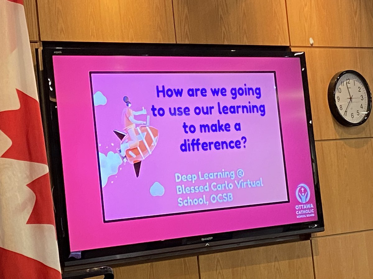 ocsbDL's tweet photo. Learning about #ocsbDL in our virtual school @CarloOCSB. How do you engage Deep Learning? @mcgarrym &amp; @mrjdaher explain Blessed Carlo elementary’s Deep Learning journey . https://t.co/BqEnIwbNTh