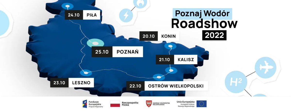 [3/3] 20 października jesteśmy w Koninie✅️ 21 października w Kaliszu✅️ 22 października w Ostrowie Wielkopolskim✅️ 23 października w Lesznie✅️ 24 października w Pile✅️ a 25 października w Poznaniu✅️

roadshow.meethydrogen.com

Poznaj Wodór Roadshow Team