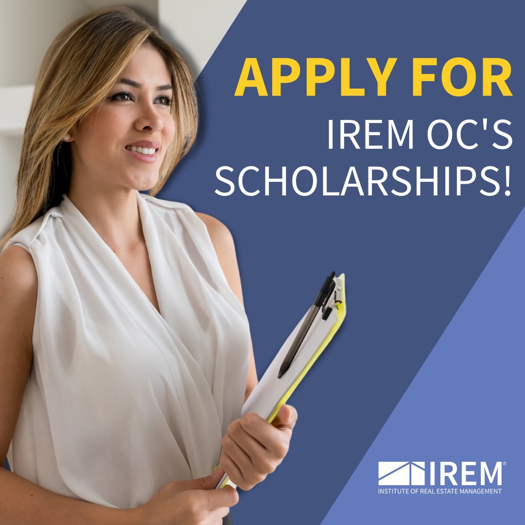 Apply for IREM scholarships to get reduced rates on tuition. Start your real estate management path by earning the CPM designation, ARM, or ACoM certifications: bit.ly/3A42QLF

#IREMOC #OrangeCounty #RealEstate #CaliforniaRealEstate #Courses #Education #Scholarships