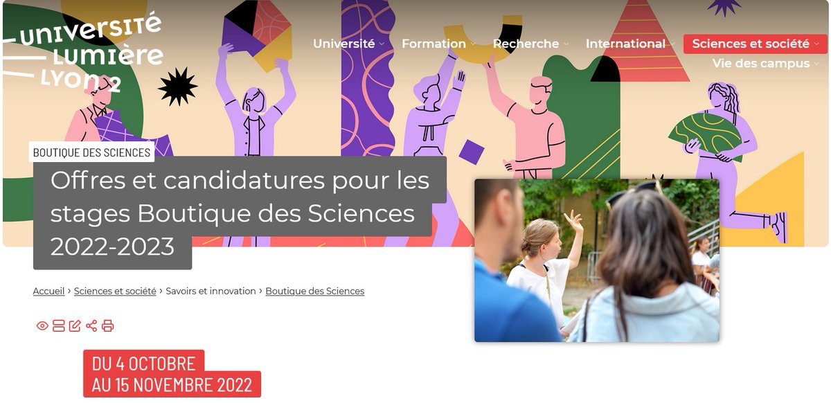 [Offres de STAGES]
🤝Etudiant.e.s des Universités de #Lyon et #SaintEtienne candidatez à nos stages avant le 15 nov pour croiser votre expertise avec celle des #assos et #collectivités du territoire
😏Toutes les offres et infos ici > bit.ly/3ru9feZ