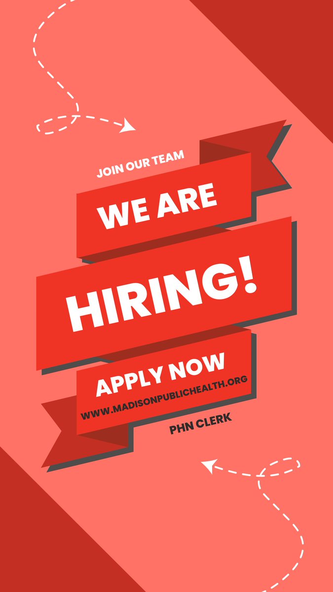Madison County Public Health is seeking a PHN Clerk. Strong candidates will have excellent communication and customer service skills and are excited to work to improve health outcomes with a rural population. Check out the full postings at madisonpublichealth.org