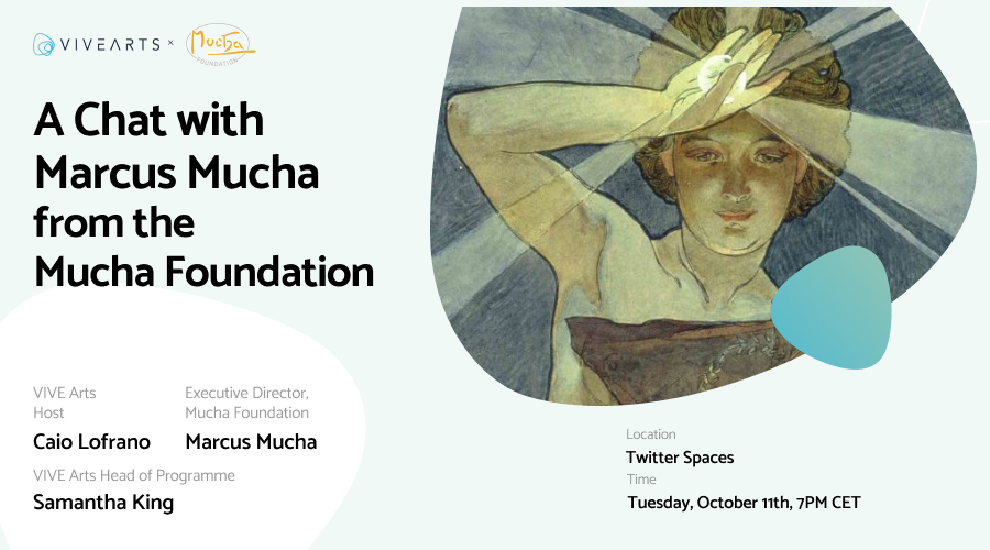 vive_arts's tweet photo. We are very hyped to share more details about our upcoming AMA with Marcus Mucha (@AlphonseMucha) from the Mucha Foundation next Tuesday 7PM CET.
Join us for this first time ever AMA with Alphonse Mucha's great-grandson and our Head of Programme @samantha_m_king!
#TimelessMucha https://t.co/62xcmJcs1r