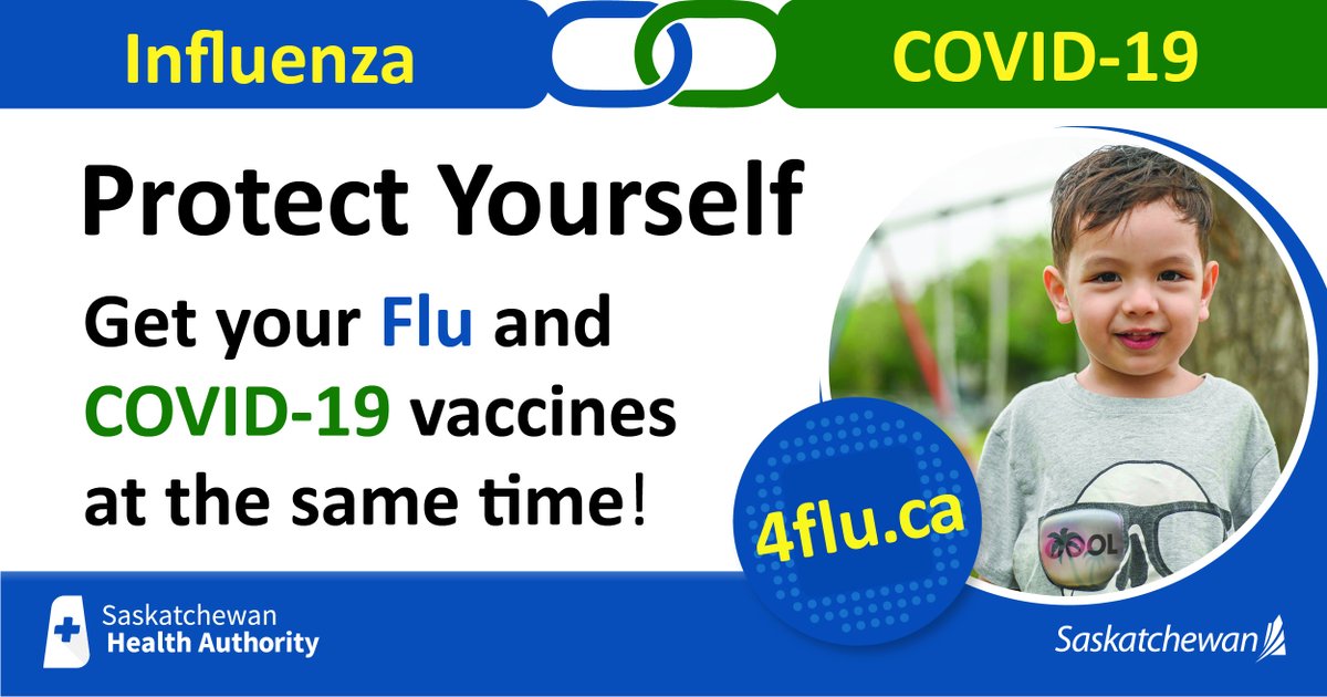 SaskHealth's tweet photo. #Sask residents can now begin advance booking their influenza vaccinations. As of Oct 11, flu shots will be administered at public health, pharmacies &amp; some primary care offices. 
Residents can now book vaccinations for the entire family in 1 appt: https://t.co/N3kz1d5C8F https://t.co/3hpYfWP2sp
