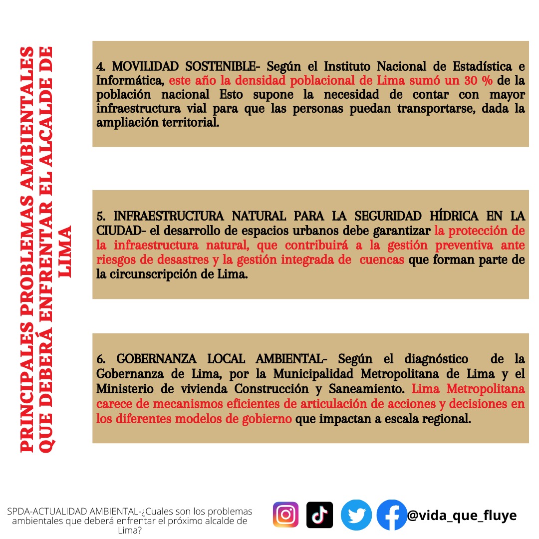 Vida_que_fluye's tweet photo. 🤔 ¿ Sabes cuáles son los principales problemas ambientales que deberá enfrentar el alcalde de Lima? 
Entérate ahora 👇
https://t.co/FhIqghyXIj https://t.co/0pXCEYxRPB
