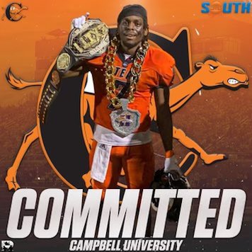 bullard78's tweet photo. 100% LOCKED in with Campbell University! READY to be PART of the FAMILY!! FL TO CAMPBELL!!

READY TO BE #1 AGAIN
@CoachPFMiller @CoachChiappelli
@Coach_BHarris @CUCoachMinter

@GoCamels🐪🐪
@realchadricardo
@ncaafnation247
@GregBiggins
@247recruiting 
@RWrightRivals https://t.co/TmbEyr9Pi3