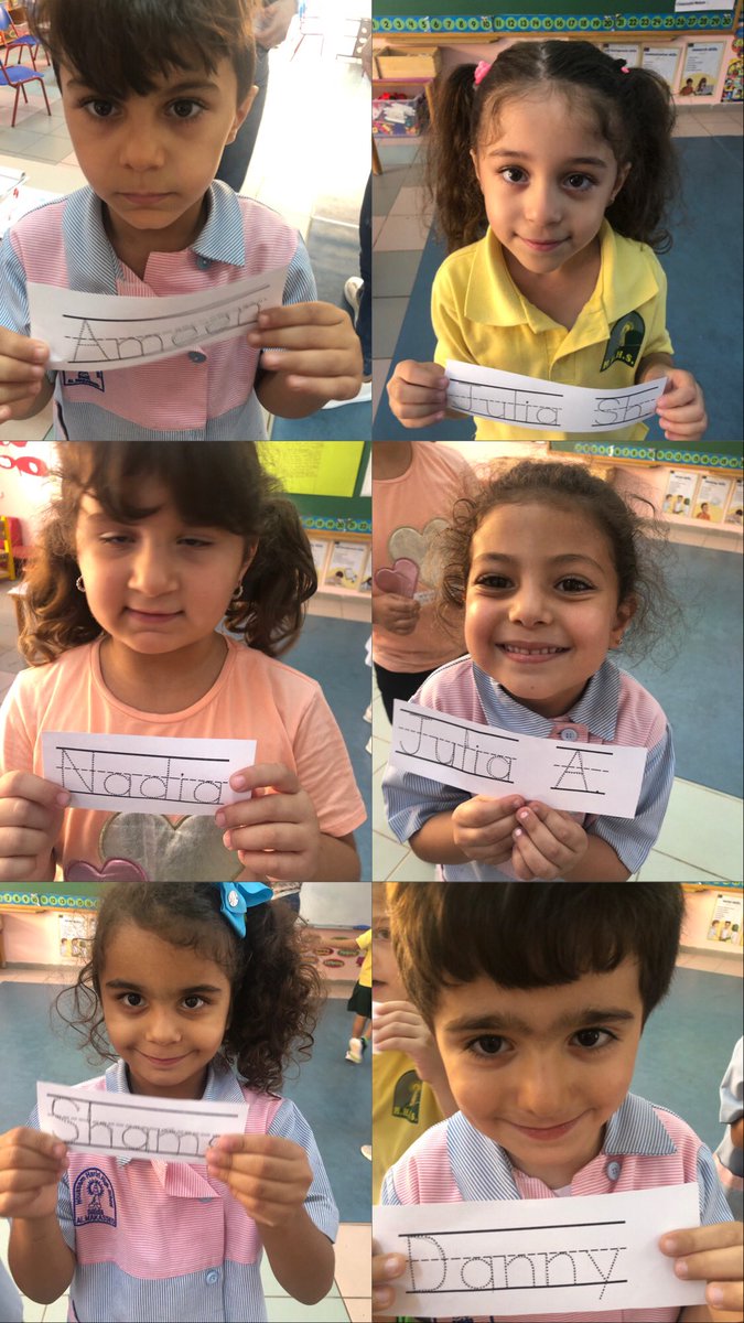 Darineyassine's tweet photo. Happily holding their names after tracing them ! Practice makes work better #KG3C #Names #Identity #Letters #Beginning_sounds @tbaassiri @Hhhsinfo @reem_lutfi @TawilNoor @sashgh https://t.co/zh6jLzxgfI