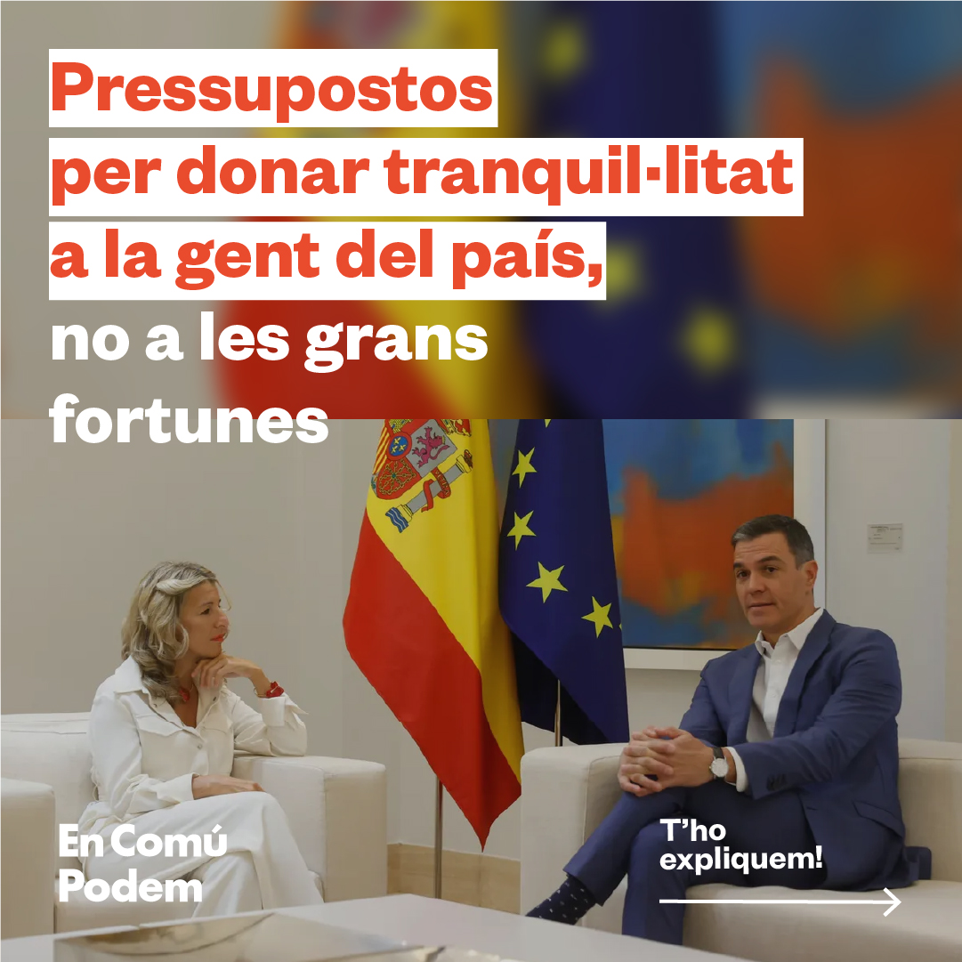 SomComuns's tweet photo. Has sentit que hi ha nou acord de pressupostos a l'Estat❓Deixa que t'ho expliquem👇

[OBRIM FIL🧵] https://t.co/e4vMEuHUNa