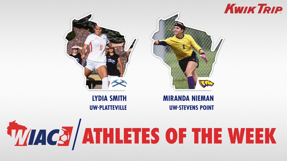 wiacsports's tweet photo. #WIACSOCCER | @uwp_pioneers Smith and @UWSPAthletics Nieman Tabbed Athletes of the Week: https://t.co/PZQafZPJV7
#ExcellenceInAction
#d3soc https://t.co/ZUfjTf3WY3